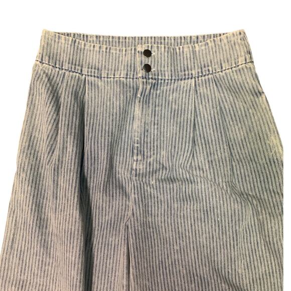 Play My Way Super Wide Leg Pleated Denim Jeans Pants Acid Wash Stripe NWT sz LG - Picture 8 of 11